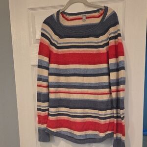 L.L. Bean Women's Striped Sweater in Red, Blue, and Cream